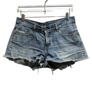 Levi's 550 Custom Reworked Light Wash Shorts Distressed Size 32